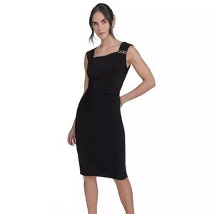 Jessica Howard Petite Sleeveless Asymmetric Sheath Dress